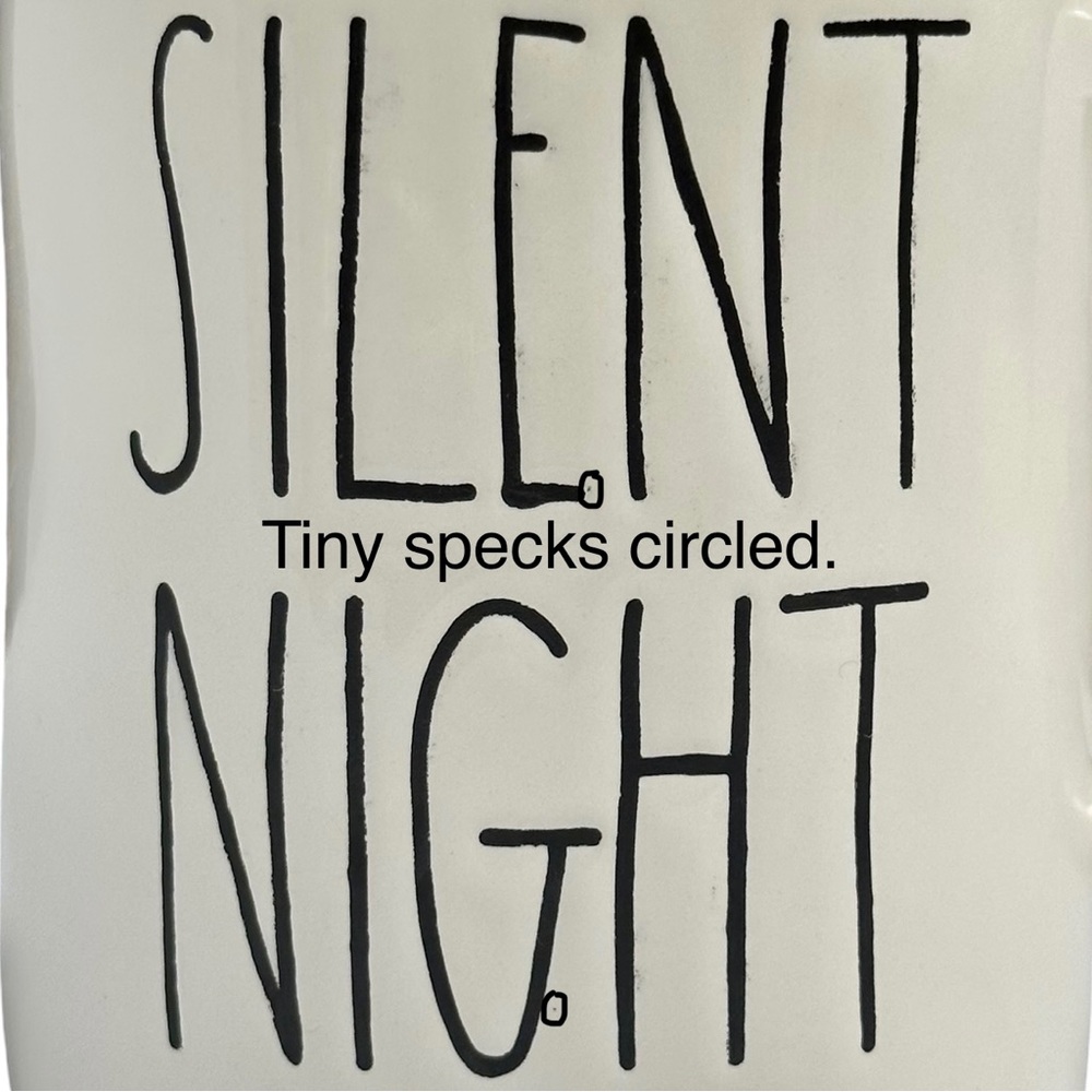 Rae Dunn SILENT NIGHT Mug Christmas White Black Large Letter Ceramic 2017 NWT OG - Picture 3 of 13